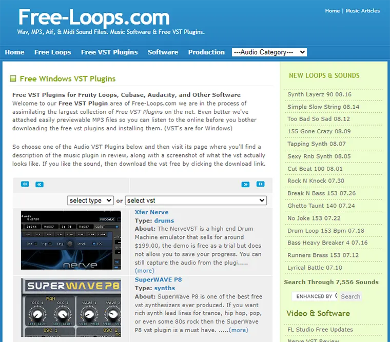 Free Loops Website Print Screen