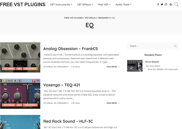 Free VST Plugins Website Print Screen